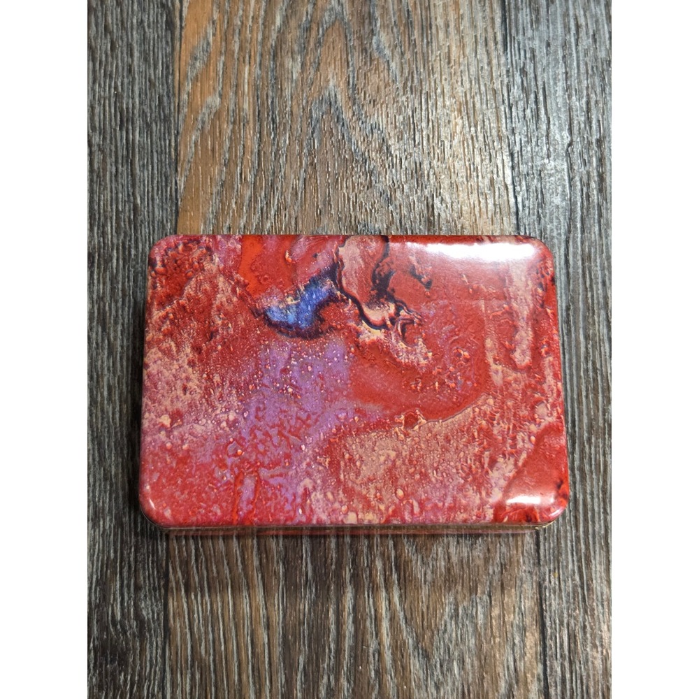 Vintage Mele Red Marble Swirl Ring Box Jewelry Case Holds 24 Rings Gold Trim